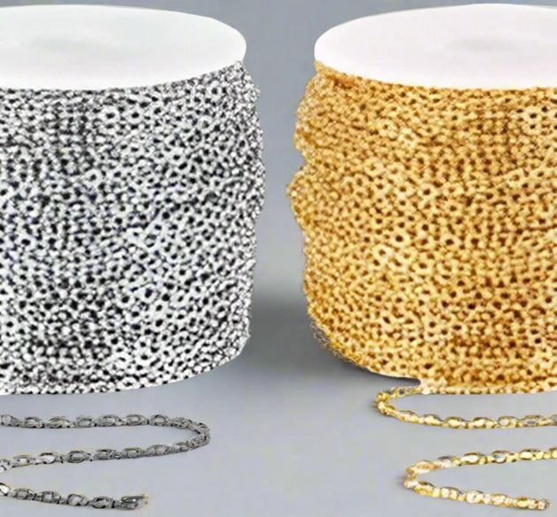 Delicate Gold/Silver-Plated Fine Link Chain Roll – Perfect for Jewelry Making - Artist Corners