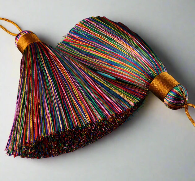 Multicolored Silk Tassels with Golden Top - Artist Corners