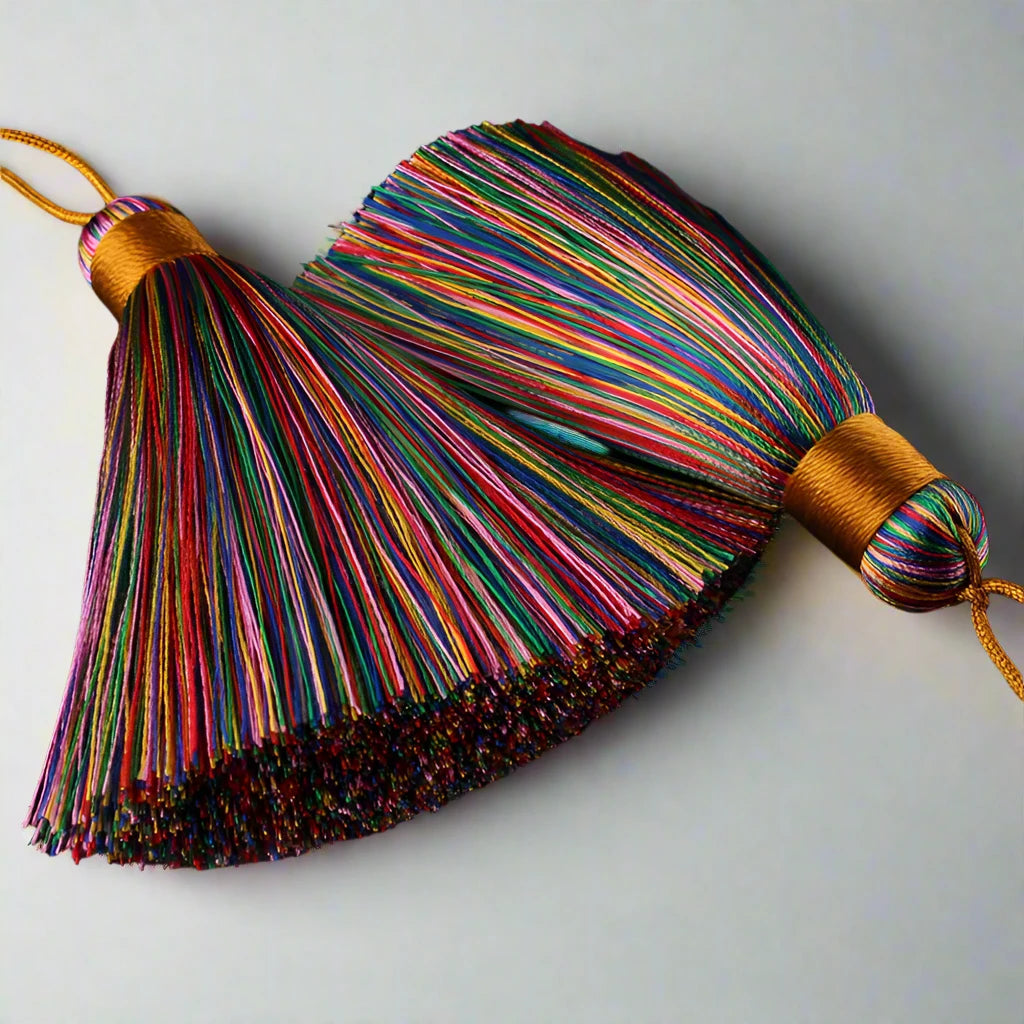 Multicolored Silk Tassels with Golden Top - Artist Corners