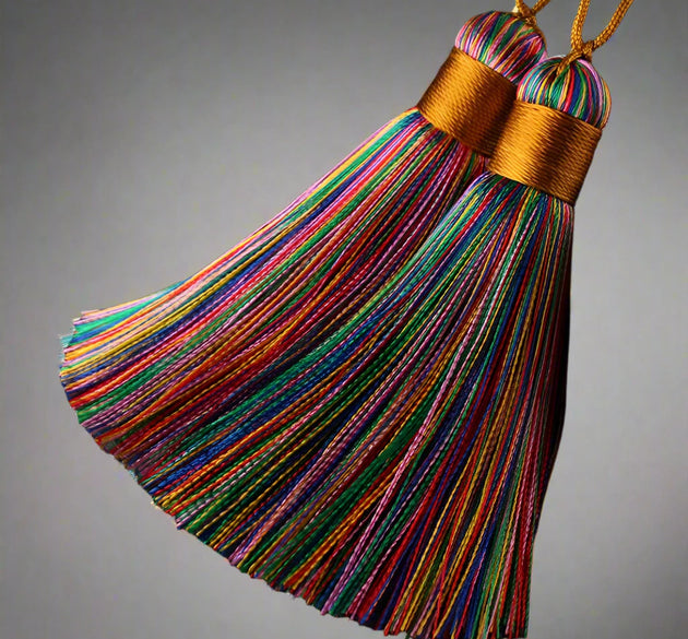 Multicolored Silk Tassels with Golden Top - Artist Corners