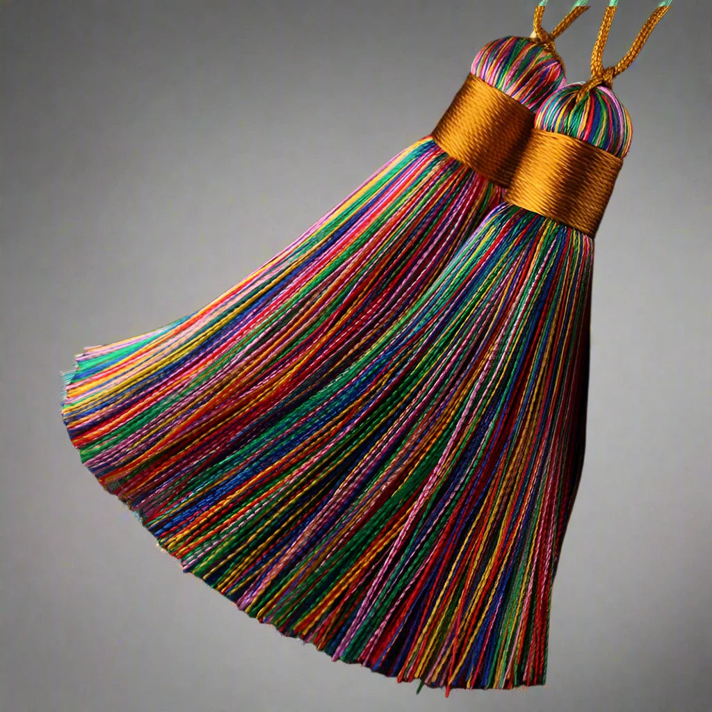 Multicolored Silk Tassels with Golden Top - Artist Corners