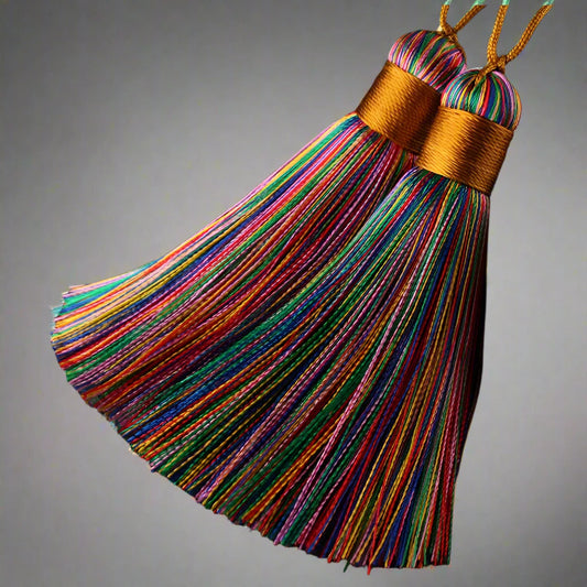 Multicolored Silk Tassels with Golden Top - Artist Corners