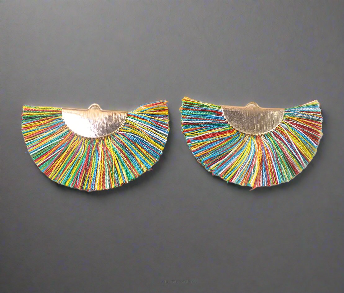 Colorful Fan-Shaped Fringe Tassels with Metal Cap - Artist Corners