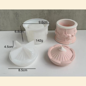Carousel Horse Cylindrical Storage Box Silicone Mold D108
