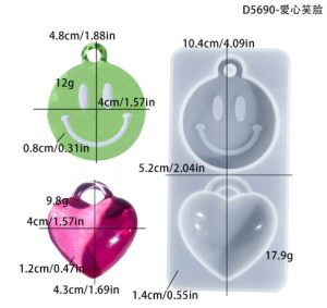 Smile & Heart Pendant Silicone Mold J43