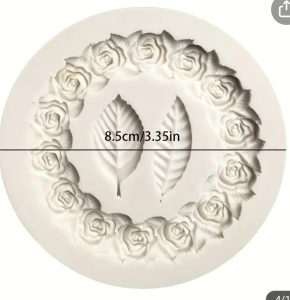 Rose Wreath & Leaf Silicone Decor Mold D80