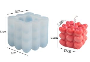 3D Multi-Heart Bubble Cube Silicone Candle Mold CND13