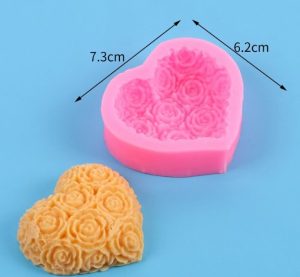 Rose Heart Bouquet Candle Silicone Mold CND7